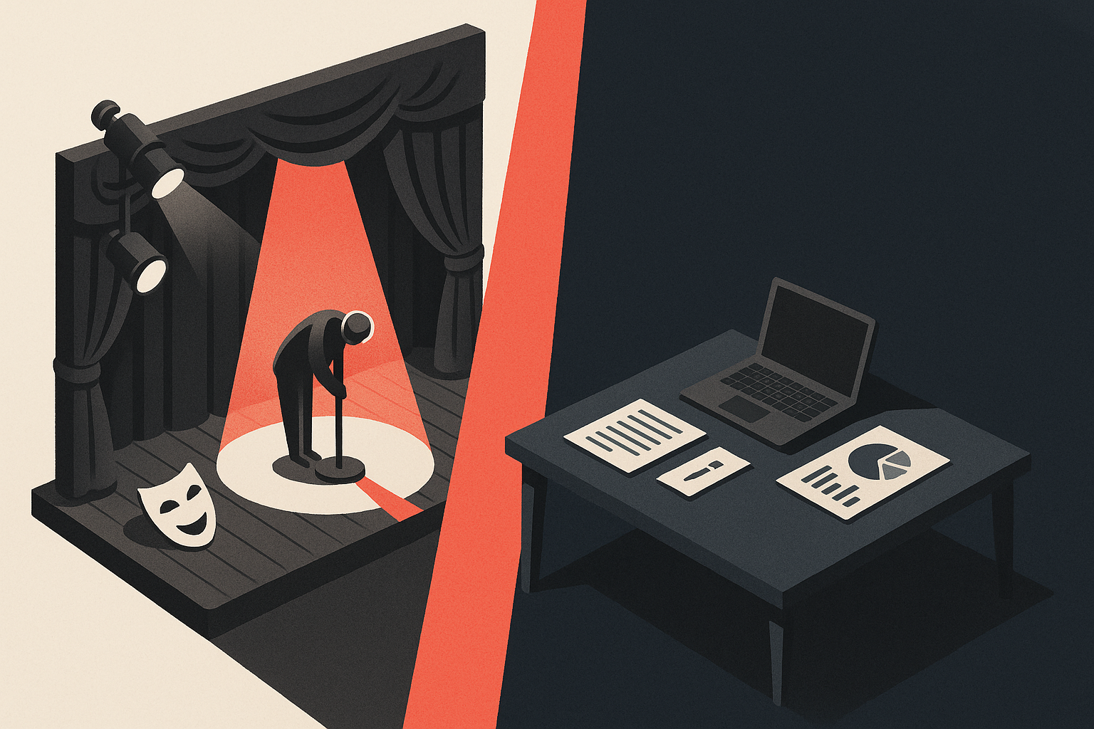 Interview dynamics where both candidate and interviewer perform rehearsed roles rather than evaluating real work capability